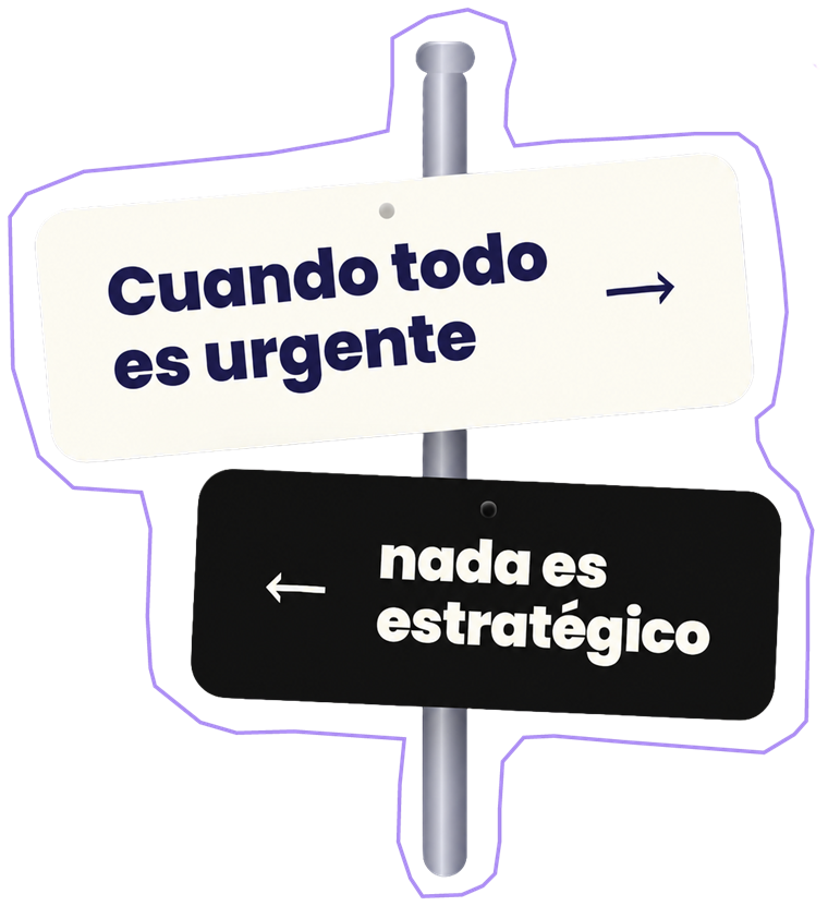 Cartel de calle con dos placas: cuando todo es urgente, nada es estratégico